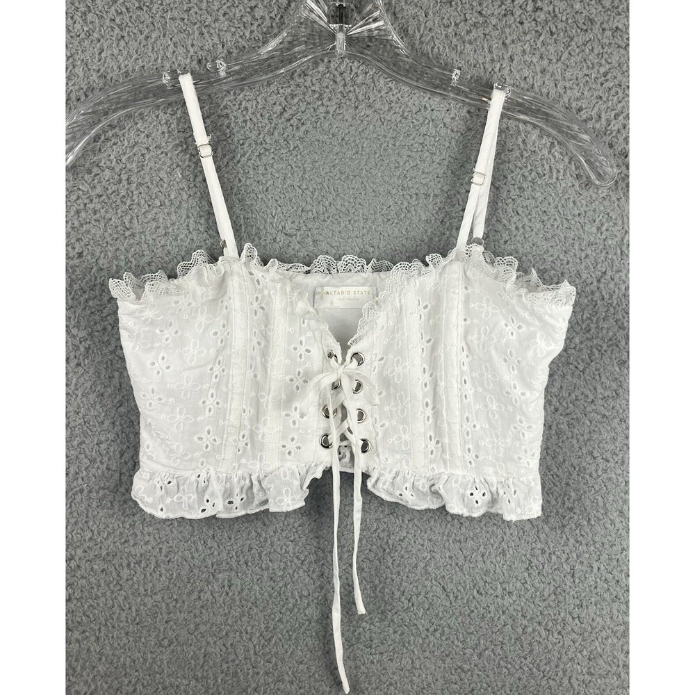 Altar’d State Eyelet Lace-Up Corset Top Womens S Victorian Coquette Feminine - Picture 3 of 7